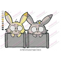 Two Rabbits Zodiac Animal Embroidery Design